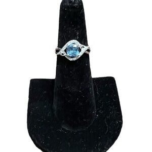 Avon Sterling Silver Lab Simulated Aquamarine Ring Sz 6 NIB March Birthstone